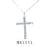 White Cubic Zirconia Cross Necklace in Brass