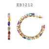 Multi Color Hoops Cubic Zirconia Earrings in Brass