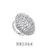 Rhodium Plated Cubic Zirconia Cocktail Ring in Brass
