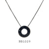 Black Cubic Zirconia Circle Necklace in Brass