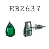 Cubic Zirconia Green Stud Brass Earrings