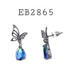 Cubic Zirconia Butterfly Drop Earrings in Brass