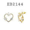 Cubic Zirconia Multi Color Heart Studs Earrings in Brass