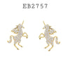 Cubic Zirconia Unicorn Studs Earrings in Brass