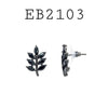 Cubic Zirconia Leaf Studs Earrings in Brass