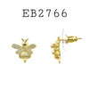 Cubic Zirconia Bee Studs Earrings in Brass