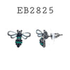 Rhodium Plated Cubic Zirconia Bee Studs Brass Earrings