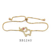Cubic Zirconia Elephant Lariat Bracelet in Brass