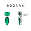 Cubic Zirconia Green Stud Drop Earrings in Brass