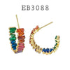 Multi Color Cubic Zirconia Hoops Brass Earrings