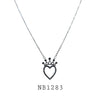 Cubic Zirconia Crown on a Heart Pendant Necklace in Brass