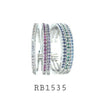 Multi Color Cubic Zirconia Stacked Eternity Band Ring in Brass