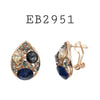 Cubic Zirconia Blue Studs Earrings in Brass