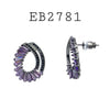 Cubic Zirconia Multi Color Studs Earrings in Brass