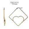 Geometric Heart Huggie Stainless Steel Hoop Earrings