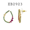 Multi Color Cubic Zirconia Studs Earrings in Brass