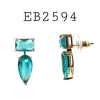 Multi Color Cubic Zirconia Stud Drop Earrings in Brass