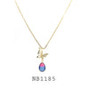 Gradient Cubic Zirconia Butterfly Necklace in Brass