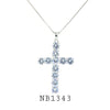 White Cubic Zirconia Cross Necklace in Brass
