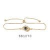 Gold Plated Cubic Zirconia Eye Bracelet in Brass