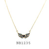 Multi Color Heart & Wings Cubic Zirconia Heart Necklace in Brass