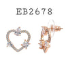 Cubic Zirconia Heart Studs Earrings in Brass