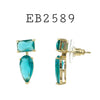 Multi Color Cubic Zirconia Stud Drop Brass Earrings