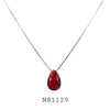 Red Cubic Zirconia Solitaire Necklace in Brass