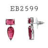 Cubic Zirconia Pink Stud Drop Earrings in Brass