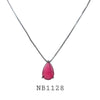 Pink Cubic Zirconia Solitaire Necklace in Brass