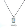 Oval Multi Color Cubic Zirconia Solitaire Necklace in Brass