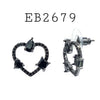 Cubic Zirconia Heart Studs Brass Earrings