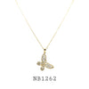 Cubic Zirconia Butterfly Necklace in Brass