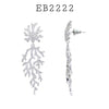 Cubic Zirconia Flower Dangle Brass Earrings