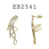 Cubic Zirconia Leaf Crawler Earrings in Brass