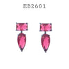 Cubic Zirconia Pink Stud Drop Earrings in Brass