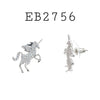 Cubic Zirconia Unicorn Studs Earrings in Brass