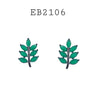 Cubic Zirconia Leaf Studs Earrings in Brass