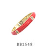 Red Cubic Zirconia Enamel Eternity Band Ring in Brass