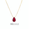 Gold Plated Red Cubic Zirconia Necklace in Brass
