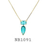 Gold Metal Blue Cubic Zirconia Necklace in Brass