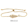 Cubic Zirconia Fish Lariat Bracelet in Brass
