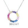 Multi Color Cubic Zirconia Circle Necklace in Brass