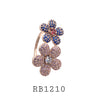 Cubic Zirconia Flower Fashion Ring in Brass
