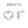 Cubic Zirconia Heart Studs Earrings in Brass