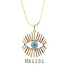 Multi Color Cubic Zirconia Eye Necklace in Brass