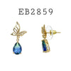 Cubic Zirconia Butterfly Drop Earrings in Brass