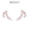 Cubic Zirconia Leaf Studs Brass Earrings