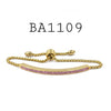 Stainless Steel Cubic Zirconia Gold Bracelet with Lariat Closure
