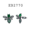 Cubic Zirconia Green Bee Studs Brass Earrings